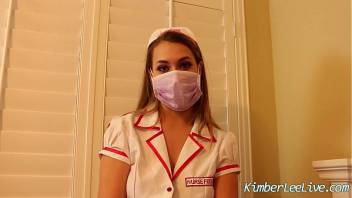 Nurse Kimber Lee Gives Handjob in her Purple Latex Gloves!